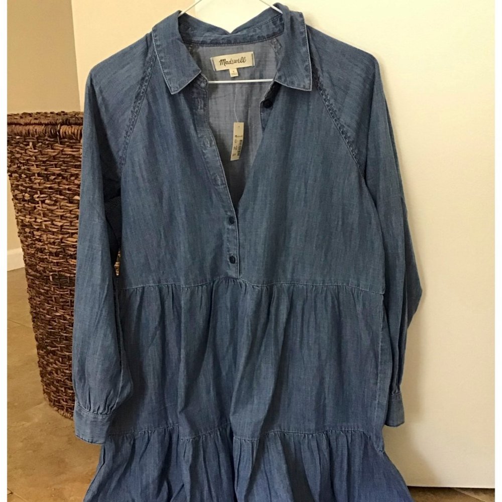 Madewell Denim Tiered Shirtdress Size Small